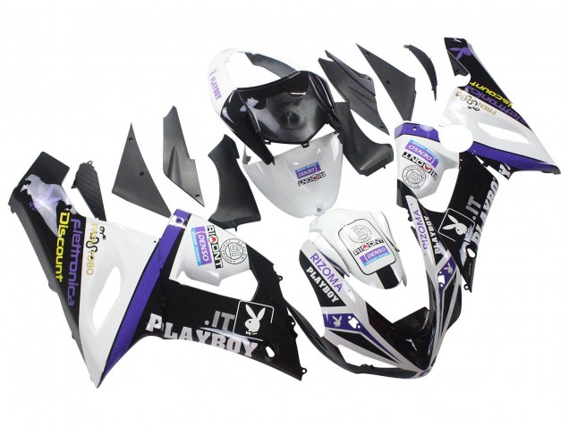 Carenados Moto Kawasaki ZX6R 2005-2006 - Blanco Púrpura Negro Rizoma Playboy DENSO