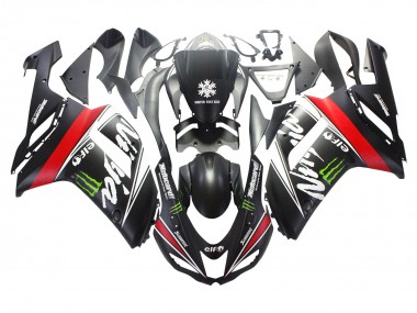 Carenados Moto Kawasaki ZX6R 2007-2008 - Negro Blanco Rojo Blanco Nieve Calcomanía Ninja Elf