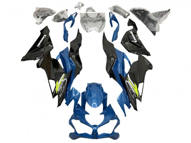 Carenados Moto Kawasaki ZX6R 2019-2022 - Azul Amarillo Blanco Negro Brillante