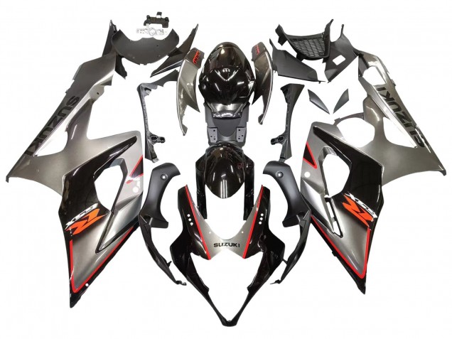 Carenado Moto Suzuki GSXR 1000 2005-2006 - Plata Negro Rojo