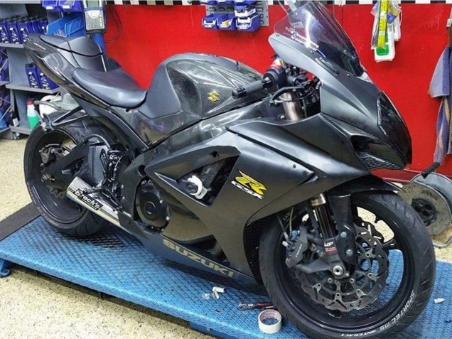 Carenados Moto Suzuki GSXR 1000 2007-2008 - Negro Mate Oro Calcomanía