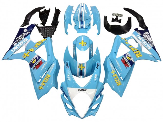 Carenados Moto Suzuki GSXR 1000 2007-2008 - Azul Claro Amarillo Negro Motul Rizla