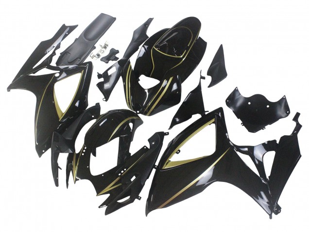 Carenados Moto Suzuki GSXR 600 / GSXR 750 2006-2007 - Negro Brillante Oro Raya