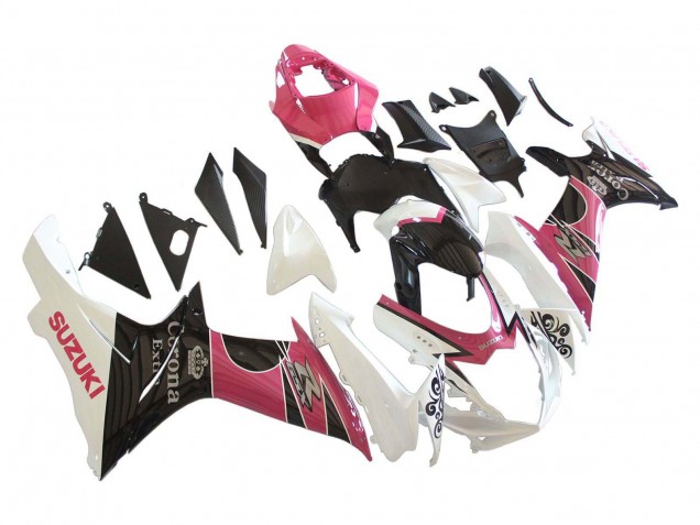 Carenados Moto Suzuki GSXR 600 / GSXR 750 2011-2024 - Blanco Rosa Negro Corona