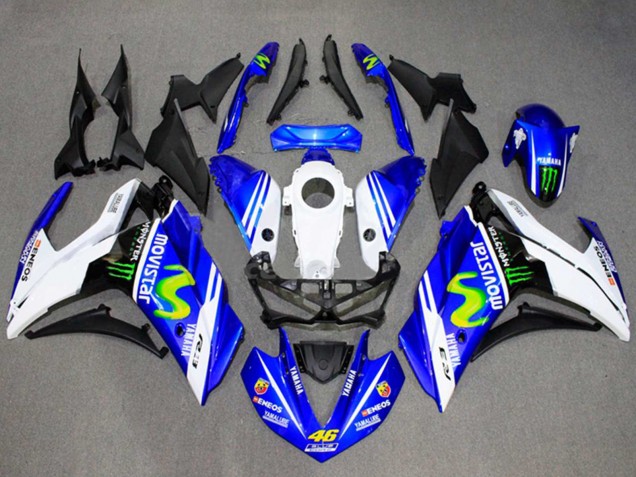 Carenados Moto Yamaha YZF R3/R25 2015-2018 - Blanco Azul Verde MoviStar Monstruo