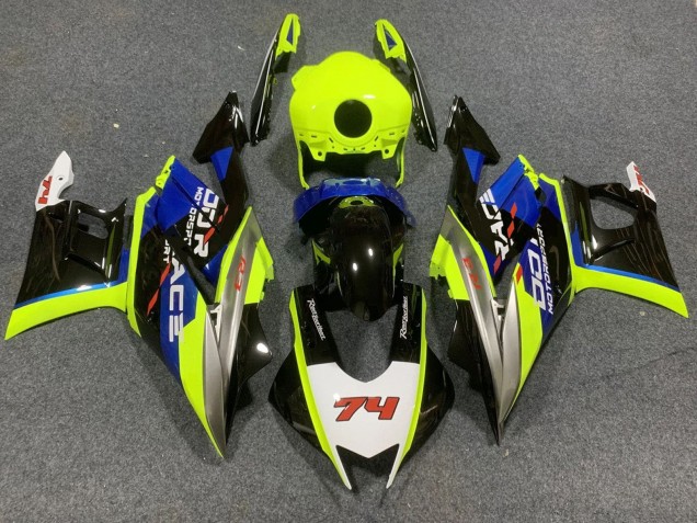 Carenados Moto Yamaha YZF R3/R25 2022-2024 - Neon Verde Azul Negro Brillante 74