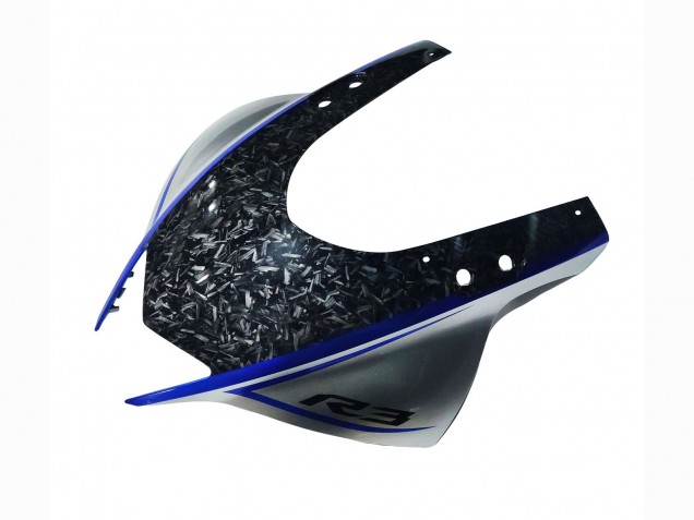 Carenados Moto Yamaha YZF R3/R25 2022-2024 - Marble Negro Plata Azul Falsificado FibraCarbono Estilo