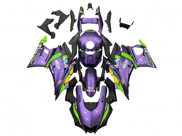 Carenados Moto Yamaha YZF R3/R25 2022-2024 - Púrpura Verde Amarillo Trick Star EVA Racing 21