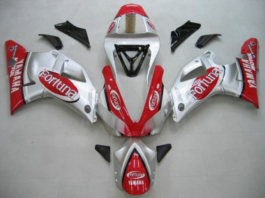Carenados Moto Yamaha YZF 1000 R1 2000-2001 - Plata Rojo Fortuna Motul