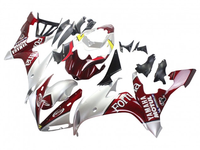 Carenados Moto Yamaha YZF 1000 R1 2004-2006 - Plata Rojo Fortuna Motul