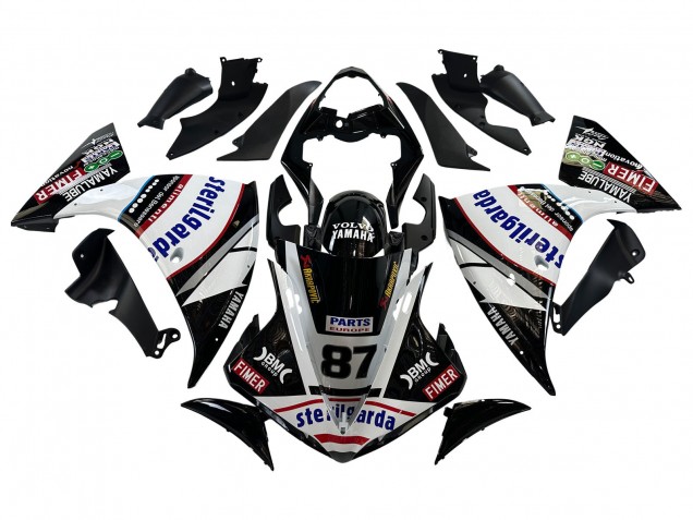 Carenados Moto Yamaha YZF 1000 R1 2009-2011 - Negro Brillante Blanco Rojo Volvo Fimer Yamalube 87