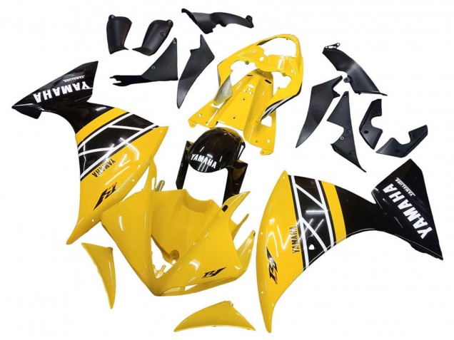 Kits Carenado Moto Yamaha YZF 1000 R1 2009-2011 - Amarillo Blanco Negro Raya