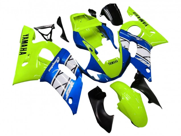 Carenados Moto Yamaha YZF 600 R6 1998-2002 - Neon Verde Azul Blanco Champions