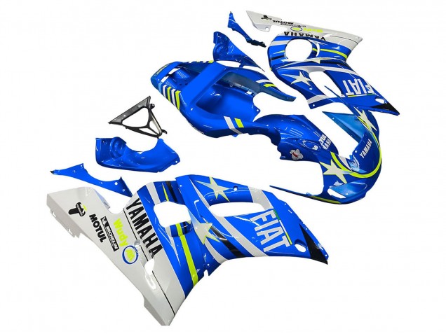 Carenados Moto Yamaha YZF 600 R6 1998-2002 - Blanco Azul Neon Amarillo Fiat Motul Michelin