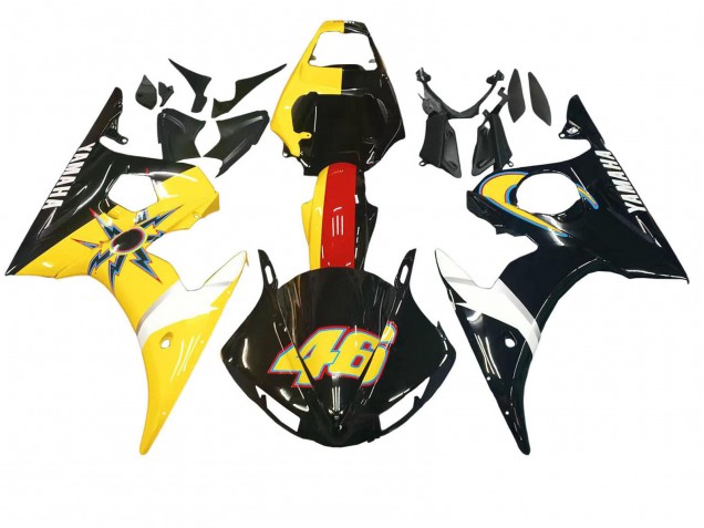Carenados Moto Yamaha YZF R6S 2006-2009 - Amarillo Rojo Negro Brillante 46