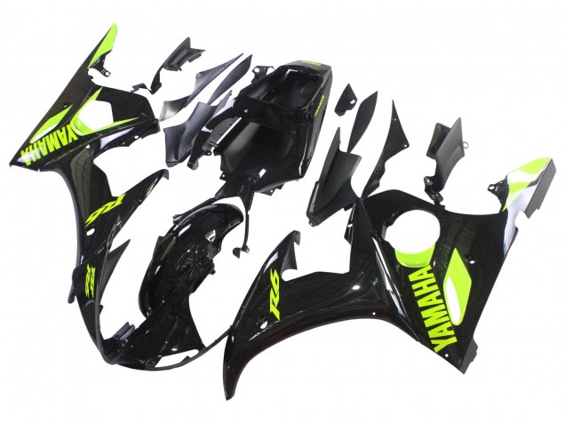 Carenados Moto Yamaha YZF R6 2003-2004 - Negro Brillante Neon Amarillo