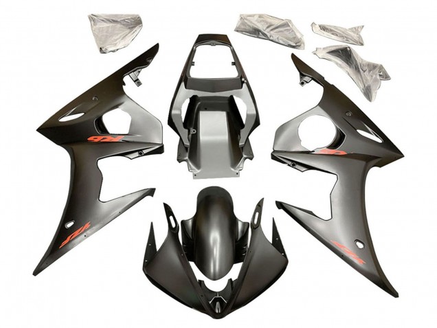 Carenados Moto Yamaha YZF R6S 2006-2009 - Negro Mate Rojo Calcomanías