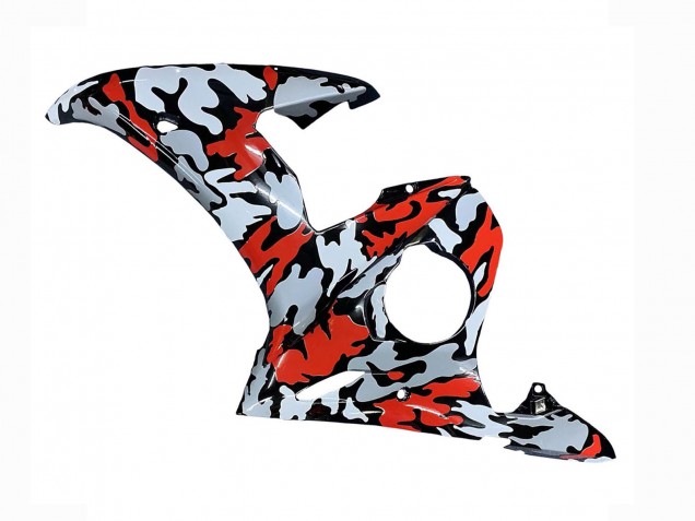 Carenados Moto Yamaha YZF R6S 2006-2009 - Negro Rojo Gris Camouflage