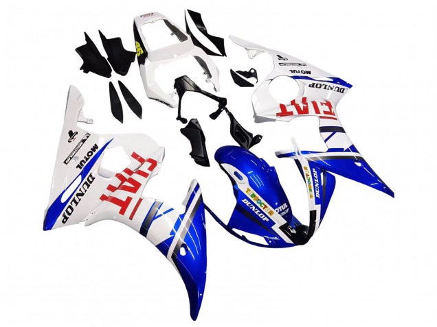 Carenados Moto Yamaha YZF 600 R6 2005 - Blanco Azul Dunlop Fiat Motul