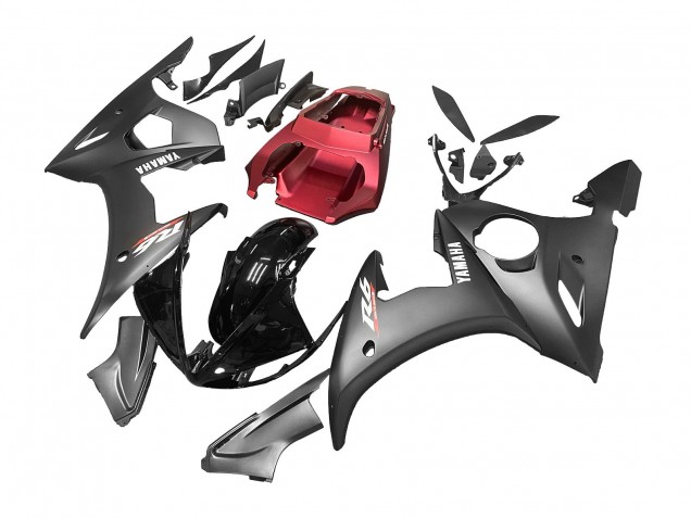 Carenados Moto Yamaha YZF 600 R6 2005 - Negro Mate Negro Brillante Gris Rojo