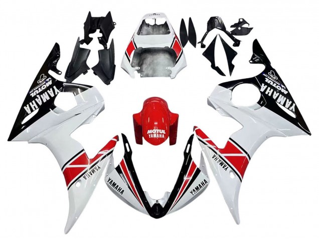 Carenados Moto Yamaha YZF 600 R6 2005 - Blanco Negro Rojo Motul