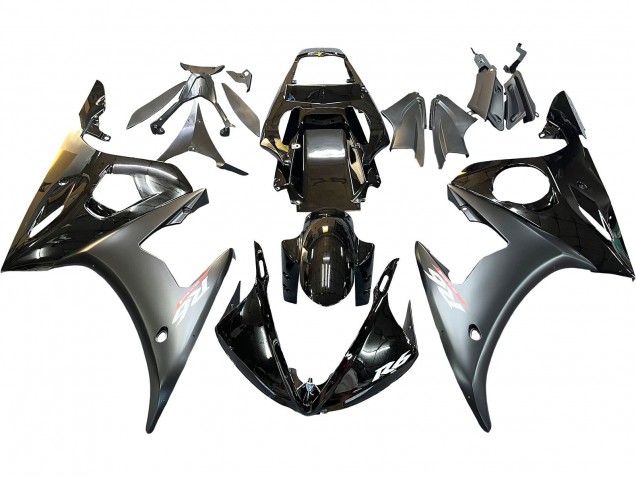 Carenados Moto Yamaha YZF 600 R6 2005 - Negro Brillante Negro Mate Oro
