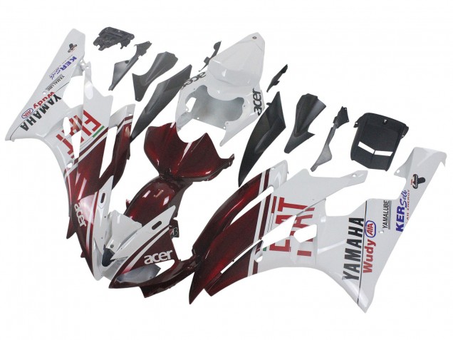 Carenados Moto Yamaha YZF 600 R6 2006-2007 - Blanco Rojo Granate Fiat Acer Yamalube