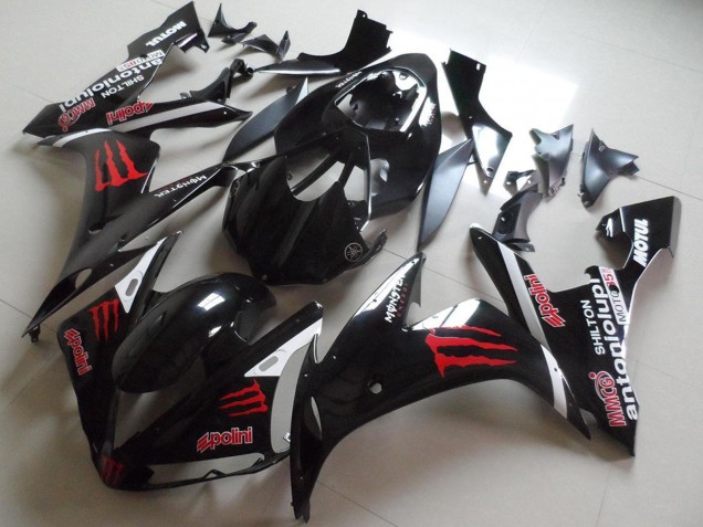 Carenados Moto Yamaha YZF R1 2004-2006 - Negro Brillante Rojo Monstruo