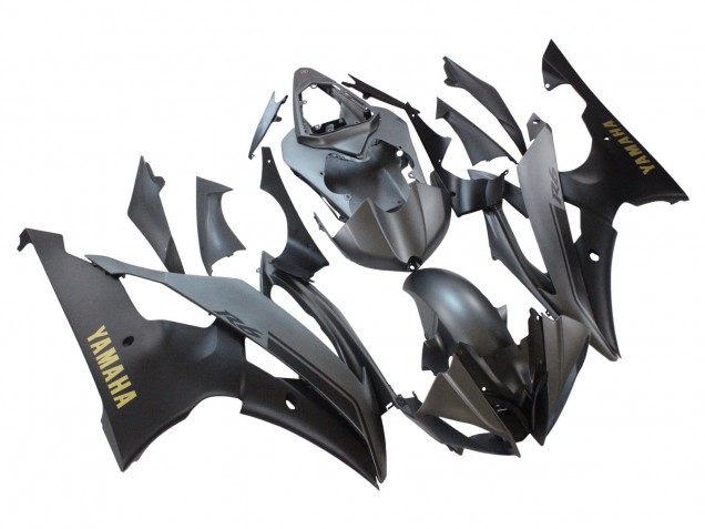 Carenados Moto Yamaha YZF 600 R6 2008-2016 - Gris Negro Mate Oro Calcomanías
