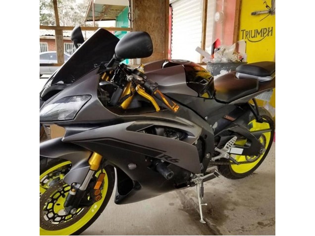 Carenados Moto Yamaha YZF 600 R6 2008-2016 - Gris Negro Mate Oro Calcomanías