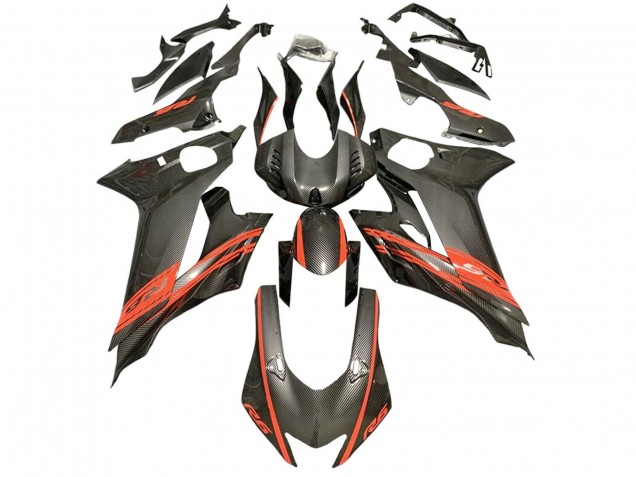 Carenados Moto Yamaha YZF 600 R6 2017-2025 - Rojo Negro FibraCarbono Estilo