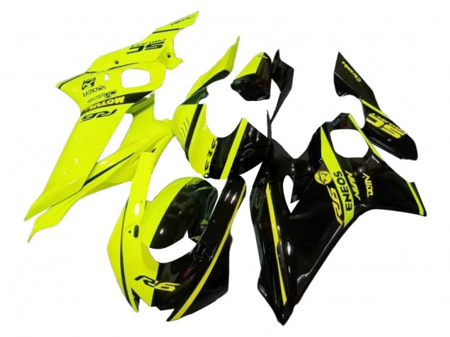 Carenados Moto Yamaha YZF 600 R6 2017-2025 - Neon Amarillo Negro Brillante Dividir