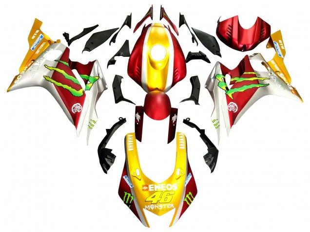 Carenados Moto Yamaha YZF 600 R6 2017-2025 - Oro Rojo Verde Monstruo