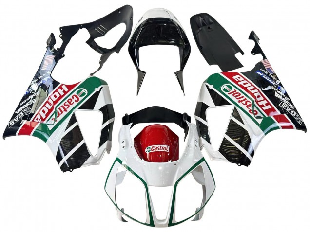 Carenados Moto Honda VTR1000 2000-2006 - Blanco Rojo Verde Negro Brillante Castrol