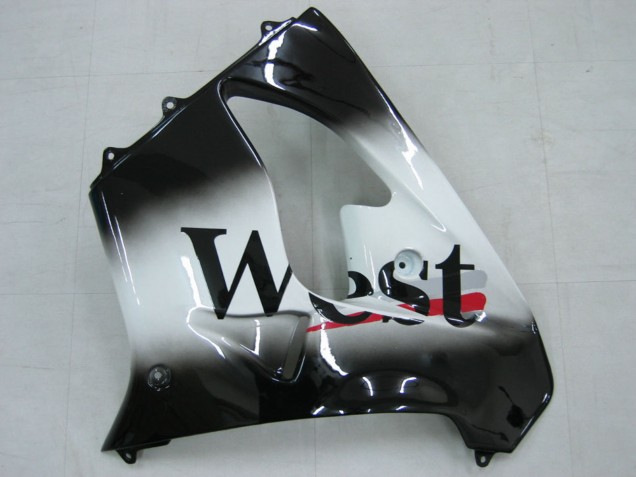 Carenados Moto Kawasaki ZX9R 2000-2001 - Negro Brillante Blanco West