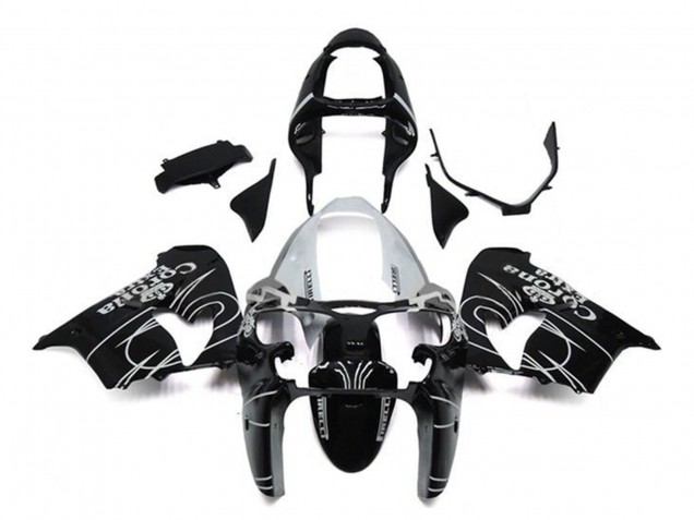 Carenados Moto Kawasaki ZX9R 2002-2003 - Negro Brillante Blanco Corona Extra