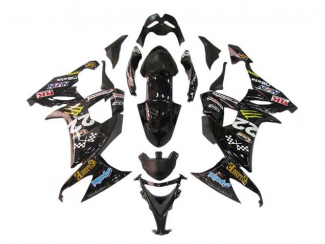 Carenados Moto Kawasaki ZX10R 2008-2010 - Negro Brillante Azul Amarillo Monstruo