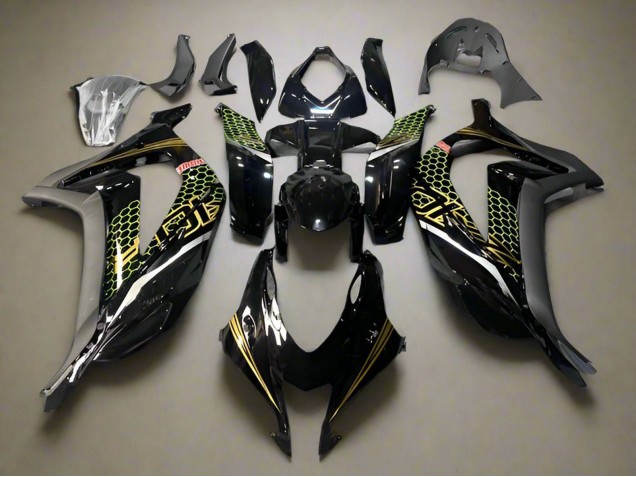 Carenados Moto Kawasaki ZX10R 2016-2020 - Negro Brillante Oro Honeycomb