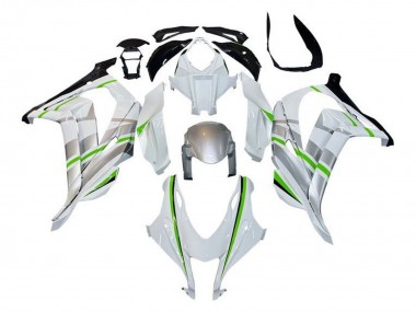 Carenados Moto Kawasaki ZX10R 2016-2020 - Blanco Plata Verde Raya