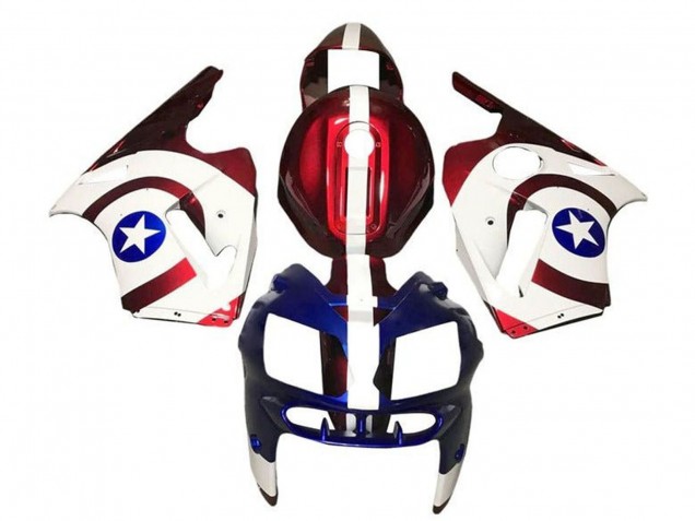 Carenados Moto Kawasaki ZX12R 2000-2001 - Rojo Caramelo Blanco Azul Captain America