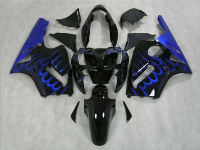Carenado Moto Kawasaki ZX12R 2002-2006 - Negro Brillante Azul Llama