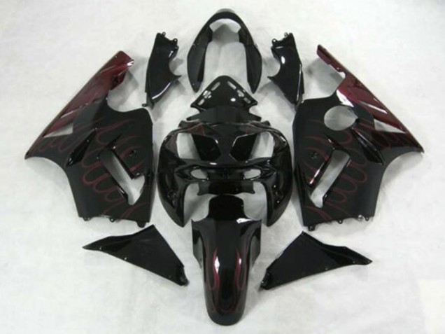 Carenados Moto Kawasaki ZX12R 2002-2006 - Negro Brillante Burgundy Llama
