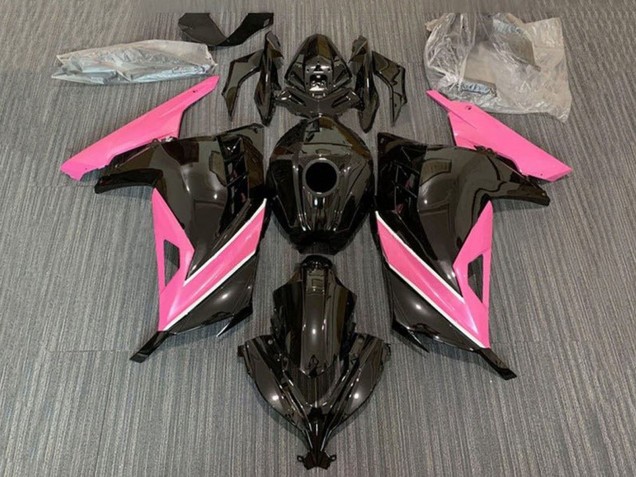 Carenados Moto Kawasaki EX300 2013-2017 - Negro Brillante Rosa Blanco Raya