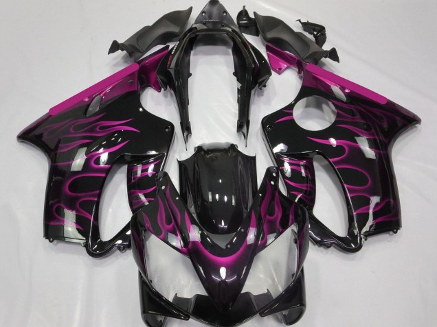 Carenados Moto Honda CBR600 F4i 2004-2007 - Negro Brillante Rosa Llama