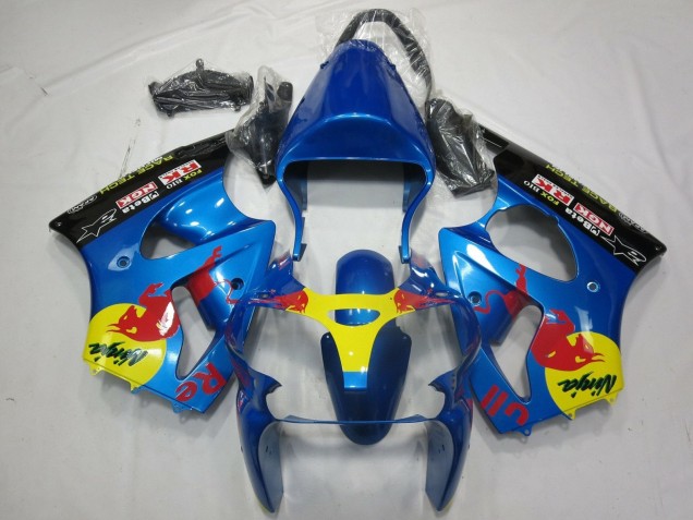 Carenados Moto Kawasaki ZX6R 2000-2002 - Azul Amarillo Negro Rojo Bull