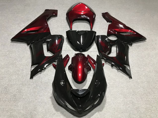 Carenados Moto Kawasaki ZX6R 2005-2006 - Rojo Negro Brillante