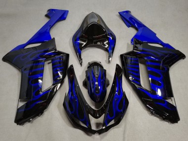 Carenados Moto Kawasaki ZX6R 2007-2008 - Negro Azul Llama