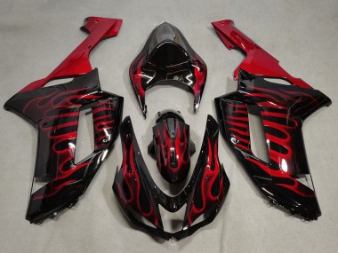 Carenados Moto Kawasaki ZX6R 2007-2008 - Negro Rojo Llama