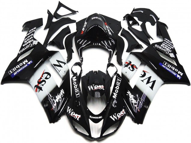 Carenados Moto Kawasaki ZX6R 2007-2008 - Negro Blanco West Mobil
