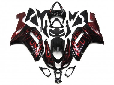 Carenados Moto Kawasaki ZX6R 2007-2008 - Negro Blanco Rojo Llama